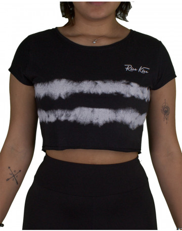 Camiseta Riu Kiu Cropped Tie Dye - Preto