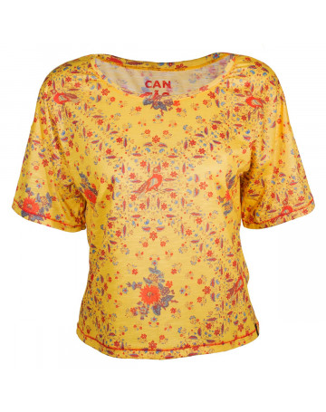 Camiseta Cantão Florzita - Amarelo/Floral