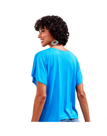 Camiseta Viscose Quadrada Azul