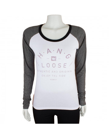 Camiseta Hang Loose Raglan Authentic Branca/Chumbo Mescla