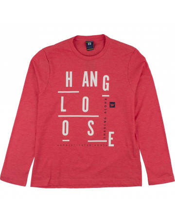 Camiseta Hang Loose Juvenil Manga Longa Sharing Aloha - Vermelho