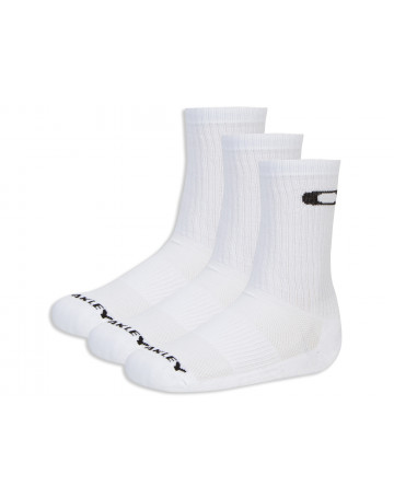 Meia Oakley Crew Sock Pack 3 in 1 - Branco/Preto