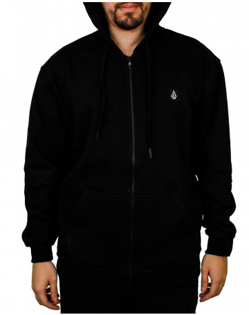 Moletom Volcom Patch Stone Canguru Aberto- Preto