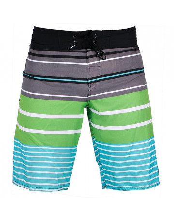 Bermuda Quiksilver Massive Stripes - Cinza/Verdde