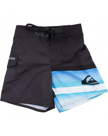 Bermuda Quiksilver Juvenil Slash Logo - Preto