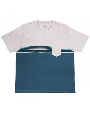 Camiseta Rip Curl Stripes Extra Grande - Azul/Cinza Mescla