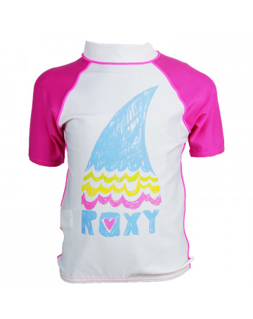 Camiseta Roxy Lycra Infantil Painted Sailboat Branco/Rosa
