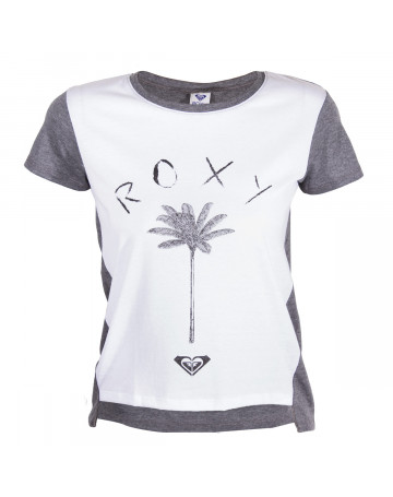Camiseta Roxy Second Side - Chumbo Mescla/Branco