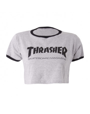 Camiseta Thrasher Mag Cropped Cinza