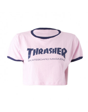 Camiseta Thrasher Mag Cropped Rosa