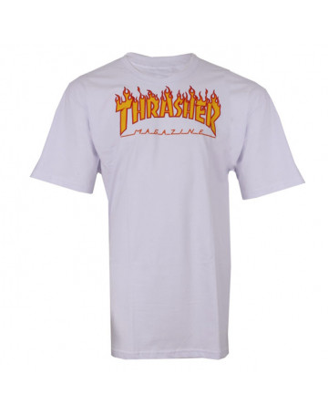 Camiseta Thrasher Flame Logo - Branco