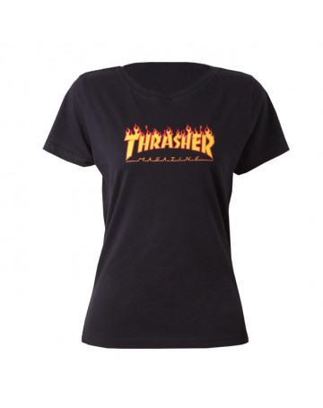 Camiseta Thrasher Flame Logo Preta