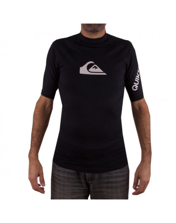 Camiseta Quiksilver Lycra Surf All Time - Preta