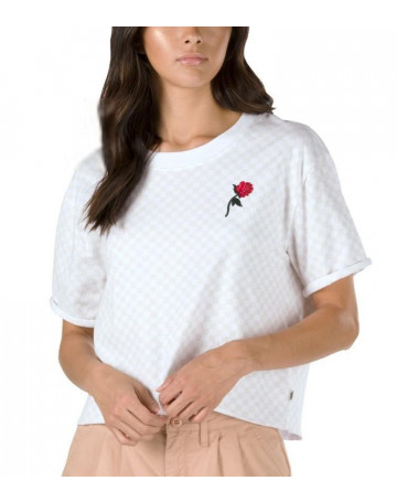 Camiseta Vans Top Leila Checkerboard - Branca Cinza